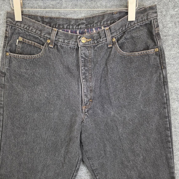 Vintage LL Bean Jeans Mens 35X31 Black‎ Denim Fleece Lined Straight Leg 90s - Picture 2 of 13